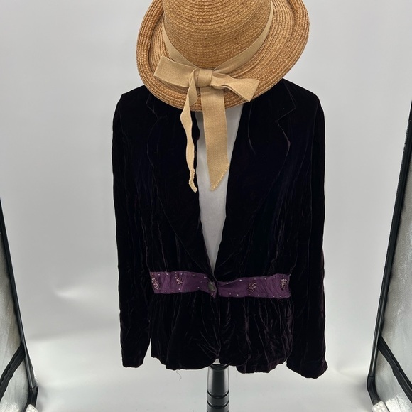 Women’s Anne Giorgio Size Medium Purled Velvet Jacket Blazer - Picture 1 of 5